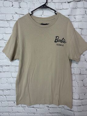 Barbie Iconic Convertible Graphic Tee Large Beige 2023 Movie Cotton